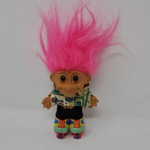 Trolls Doll with Bright Pink Hair and Colorful Skates
